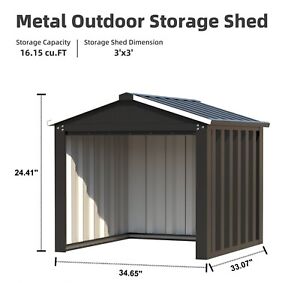 Double-slope tool house, utility galvanized steel tool house with sliding doors