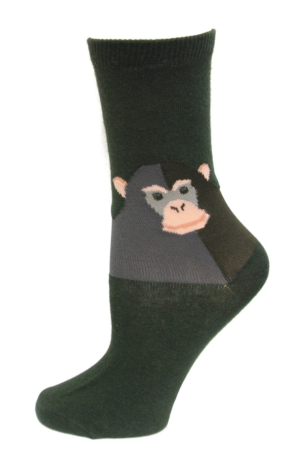 Hotsox Kids Crew Socks Monkey 1 Pair, Olive Green, Medium/Large - Image 1 of 1