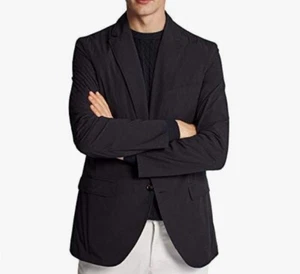 Massimo Dutti Size 54 Casual Fit Stretch Blazer Jacket Mens Dark Navy Blue Nylon - Picture 1 of 9