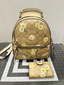 JORDYN BACKPACK PURSE SIGNATURE CANVAS WITH DAISY PRINT (COACH C2856) & WALLET - Picture 1 of 5