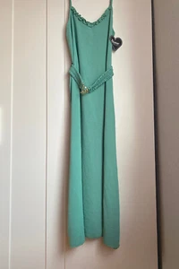 Kleid, Maxikleid+Gürtel, türkis, Damen, neu+Etikett, V-Ausschnitt, lang, Onesize - Bild 1 von 8