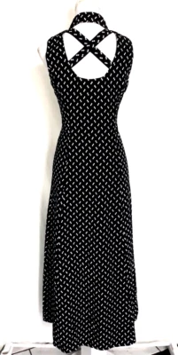 Maxi Vestido Largo De Colección John Roberts Botón Frontal Línea A Para Mujer Talla 6 Negro Blanco Foto 1 de 4