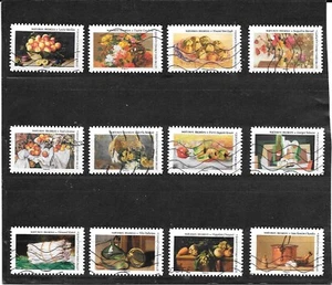FRANKREICH 2023. STILLLEBEN. KOMPLETTE SERIE VON 12 GESTEMPELTEN KLEBEMARKEN - Bild 1 von 1