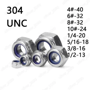 304 Stainless Steel DIN985 Nylon Insert Lock Nuts Hex Nylock Nuts 4# 6# 8# 1/4 - Picture 1 of 5