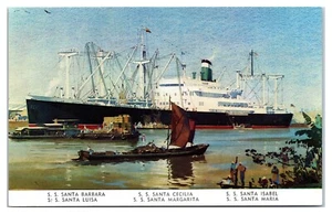 Postal de barcos de carga y pasajeros Grace Line - Imagen 1 de 2