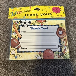 ZOOMERANG Sports Theme Kids Child Thank You Notes Sealed Pack of 8, 16 Stickers - Picture 1 of 7