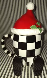 MacKENZIE CHILDS CHRISTMAS COURTLY CHECK COVERED FOOTED ELF MUG CUP GRANNY KITSC - Picture 1 of 14