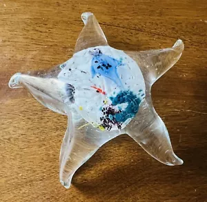 "Pisapapeles estilo arte estrella de mar de cristal de Murano azul 5"" playa costa océano decoración del hogar" - Imagen 1 de 10