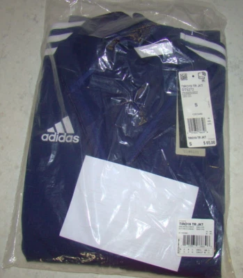 NWT Adidas Adult Mens Small Climalite Soccer TIRO19 Full Zip Blue Track Jacket - Image 1 of 4