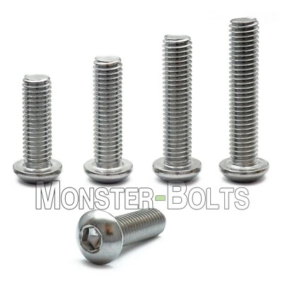 MONSTERBOLTS #10-32 Stainless Steel Button Head Socket Cap Screws, SAE Fine Thread 18-8 / A2