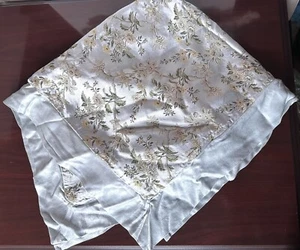 Vintage SELTEN Erbstück Bella Notte Euro Kissen Schein blau Jacquard bestickt Blumen - Bild 1 von 11