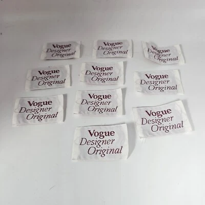 10 "Vogue Designer Original" Sew-In Label Tags Dark Red Lot - Image 1 of 2