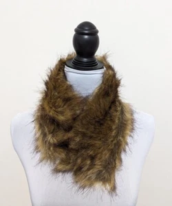 Chico's Women's Camel Brown Faux Fur Infinity Neck Scarf One Size - Picture 1 of 12