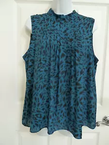 NEW!! ANN TAYLOR Sz Large 12/14 Sleeveless High Neck Pin-Tucked Career Blouse - Picture 1 of 5