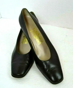 SALVATORE FERRAGAMO BRAUNE ECHTLEDERSCHUHE GRÖSSE 8,5 B ITALIEN - Bild 1 von 9