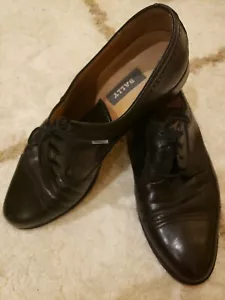 Bally Black Mens Oxford Leather Dress Shoes Sz 10D Switzerland Aspen Round Toe - Picture 1 of 7
