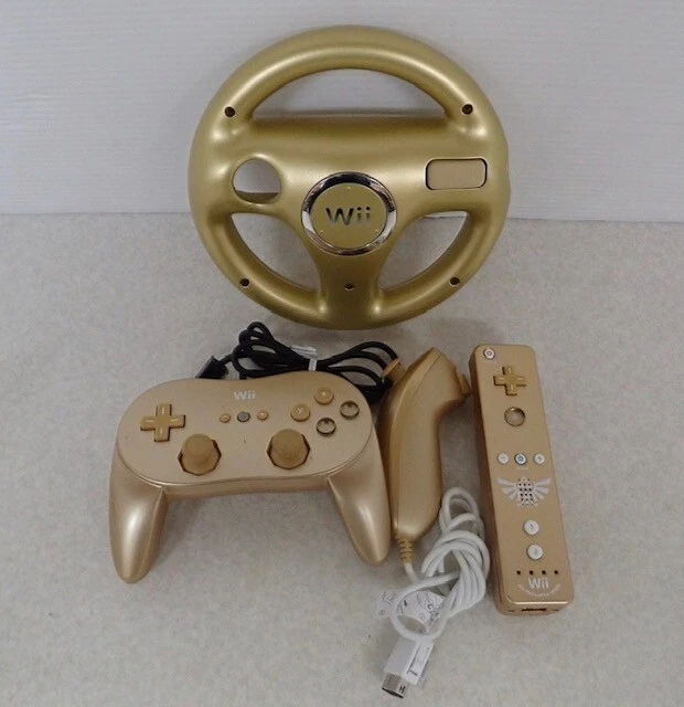 Club Nintendo Wii Zelda Golden Remote Classic Controller Nunchuck Handle Gold - Image 1 of 1