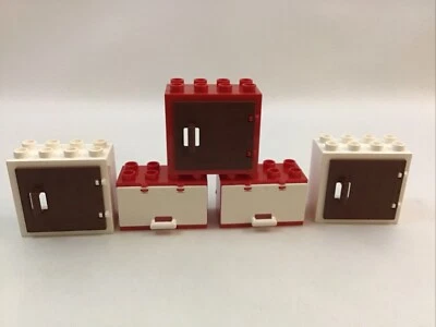 Lego Duplo Doors Compartments Red  W/ Mixed Colors Set Of 5 Replacement Pieces - Image 1 of 4