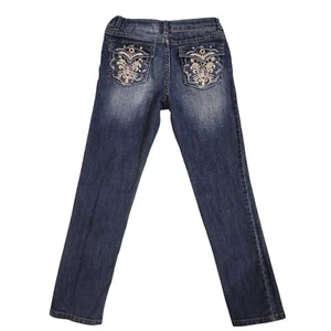 Candie's Girl Straight Leg Embroidered And Rhinestones Denim Jeans Size 10 - Picture 1 of 10
