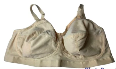 Vintage 60s Goddess Bra 46 D Cream Floral    E - Image 1 of 3