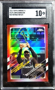 2021 Topps Chrome F1 #139 Lewis Hamilton #5/5 RED REFRACTOR SGC 10 GEM POP 1 SSP - Picture 1 of 4