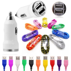 Caricabatteria da auto doppio USB + cavo dati micro USB adatto a LG G2 G3 G4 V10 Nexus 4 5 - Foto 1 di 5