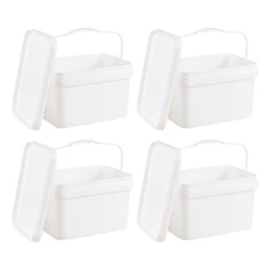 3 Gal White Plastic Bucket w/ Handle & Lid Food Storage Bucket Container, 4 Pack - Picture 1 of 10