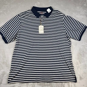 NWT 555 Turnpike Men's 3XL Polo Shirt White & Blue Stripe New 100% Cotton - Picture 1 of 10