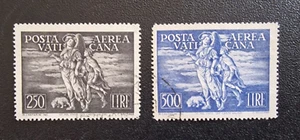 Francobolli Posta Aerea Vaticana Lire 250 e Lire 500 Anno 1948 Usati - Foto 1 di 2