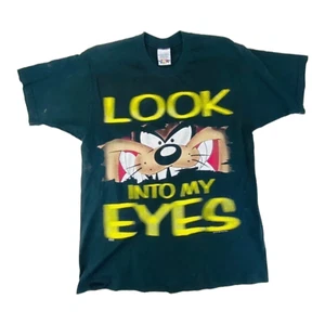 VINTAGE 1990'S TAZ LOONEY TUNES T-SHIRT "LOOK INTO MY EYES" RARE! HIP-HOP TS001 - Picture 1 of 6
