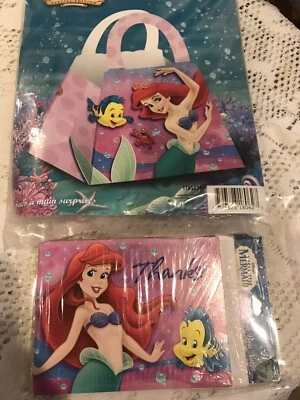 Товары для вечеринок Little Mermaid Ariel 4 кошелька для лакомств и 8 благодарностей - Изображение 1 из 2