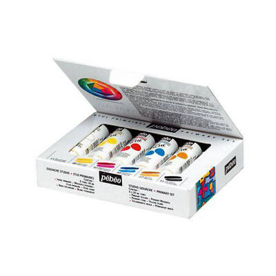 Pebeo Studio Gouache Opaque Watercolour Paint Primary Colour Set 6 X 20ml • 20.06€