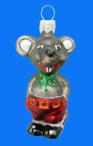 MOUSE RAT EUROPEAN BLOWN GLASS CHRISTMAS ORNAMENT MAUS CHUCKY CHEESE - Picture 1 of 1