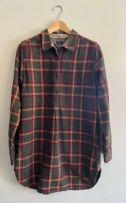 Vestido túnica grande Burton W's verde rojo a cuadros de lana manga larga hasta la rodilla Foto 1 de 4