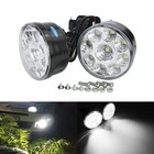 1 Pair 12V Round 9 LED White Car Daytime Running Fog light Bulbs DRL Lamp UK