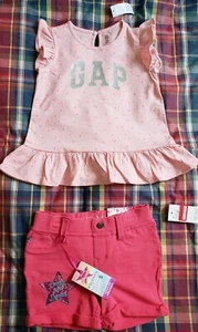 NEW toddler girl LOT size 5: GAP pink star logo top and VIGOSS pink knit denim - Picture 1 of 7