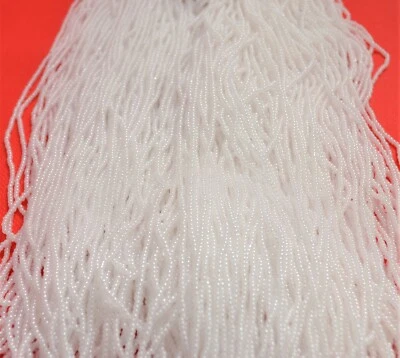 Opaque White Pearl Czech PRECIOSA® glass 11/0 seed beads, 1 Hank (12 strands)