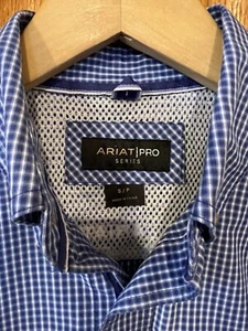 BP43 Ariat Pro Series Azul Western Botones Camisa Frontal Mangas Largas Hombres Pequeña - Imagen 1 de 3