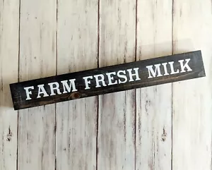 FARM FRESH MILK - Rustic Mini Wood Sign Shelf Sitter Farmhouse - Picture 1 of 4