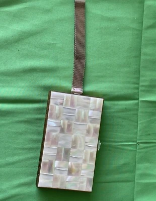 复古 1950 年 Ansico 腕带晚装钱包/香烟/化妆盒珍珠母 — 第 1/4 张图片