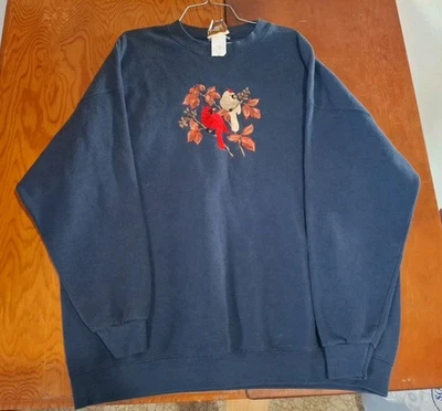 Vintage Grandma Cardinal Sweatshirt Women Sz 3x Blue Embroidery Holiday - Image 1 of 4