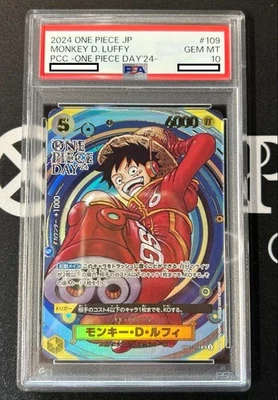 PSA 10 Monkey D Luffy OP07-109 ONE PIECE Day 24 Premium Promo Card Japanese - Image 1 of 2