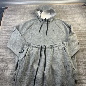 Nike Sudadera Para Hombres 2XL Gris 2PC Chaqueta Pantalones 2XLT Conjunto Alto Ajuste Térmico Gimnasio - Imagen 1 de 21