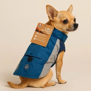 Arcadia Trail 3 in 1 Multiwear Blue Dog Coat w Removable Sherpa Liner Sz S NWT - Picture 1 of 9