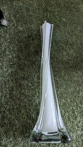 White Vintage Single Tower Stem Vase 30 cm Tall In VGC - Picture 1 of 4