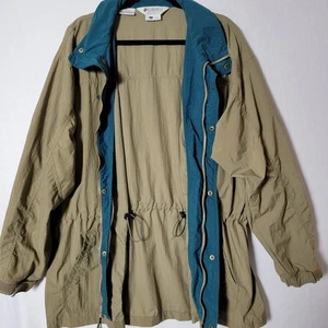 Vintage Columbia Herren Jacke Gr. L Cinch Waist Full Zip Olivgrün & Blau Cabincore - Bild 1 von 14