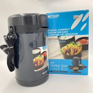TIGER Edelstahl Brotdose Set Bento mit Schultergurt LWU-A201 grau / blau - Bild 1 von 24