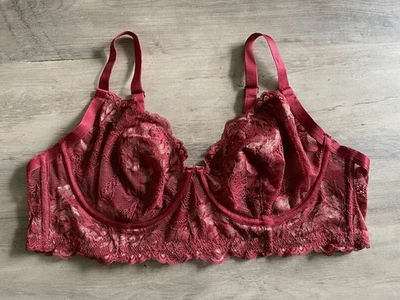 Бюстгальтер на косточках Torrid Curve красный/бордовый длинный без подкладки кружевной размер 0 - Изображение 1 из 4