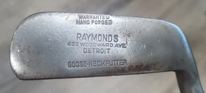 Antique Vintage Raymonds 439 Woodward Ave Detroit Hickory Wood Shaft Golf Putter - Picture 1 of 5