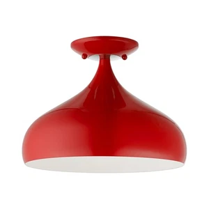 Livex Lighting 41050 Amador 12"W Semi-Flush Ceiling Fixture - Shiny Red / - Picture 1 of 12